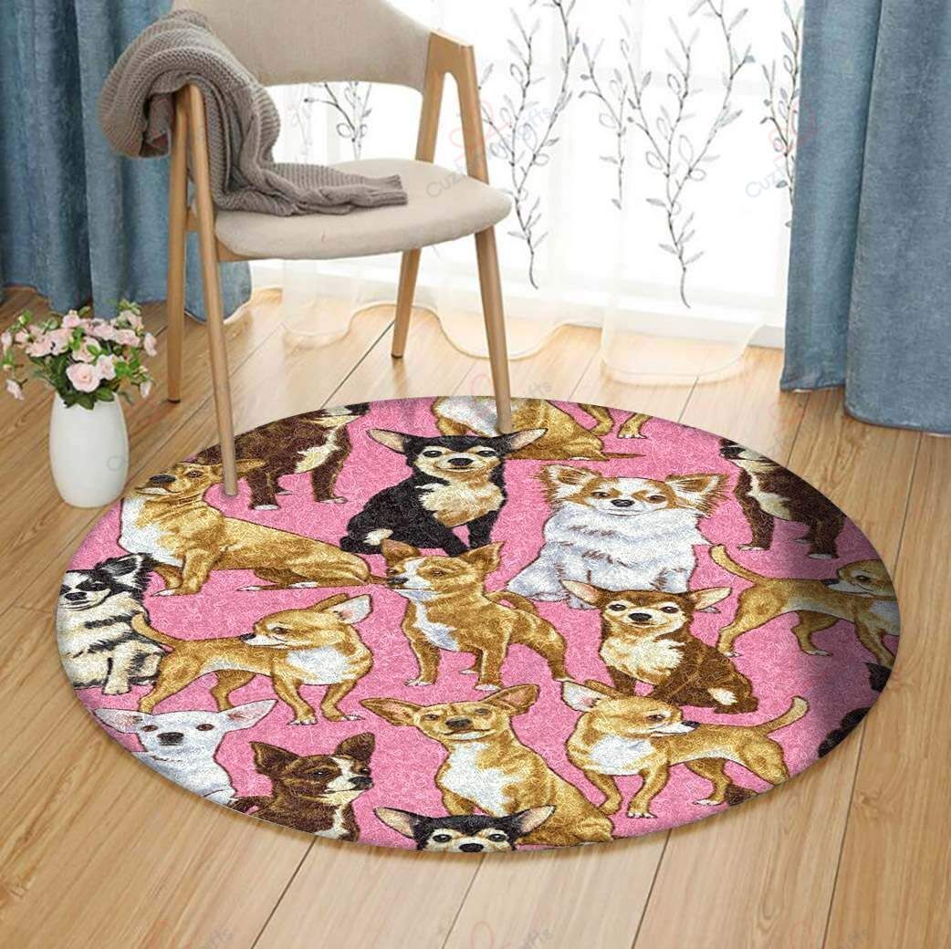 Chihuahua Round Carpet Floor Rug Living Room Bedroom Decor Round Area Rug Carpet Chihuahua Round Carpet Floor Rug Living Room Bedroom Decor Round Area Rug Carpet
