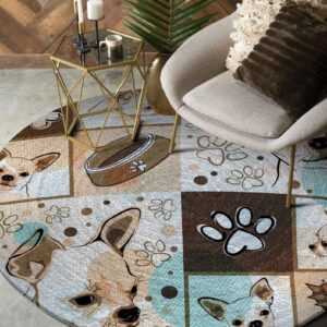 Chihuahua Round Carpet Floor Rug Living Room Bedroom Decor Round Area Rug Carpet