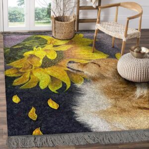 Chihuahua Sunflower Rug Sport Decor Gift Floor Decor Living Room Carpet Rug Area Rug - 084a2309658e