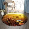 Children Dog Field Round Carpet Floor Rug Living Room Bedroom Decor Round Area Rug Carpet