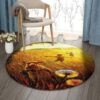 Children Dog Field Round Carpet Floor Rug Living Room Bedroom Decor Round Area Rug Carpet