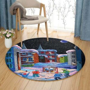 Children Hockey Round Carpet Floor Rug Living Room Bedroom Decor Round Area Rug Carpet