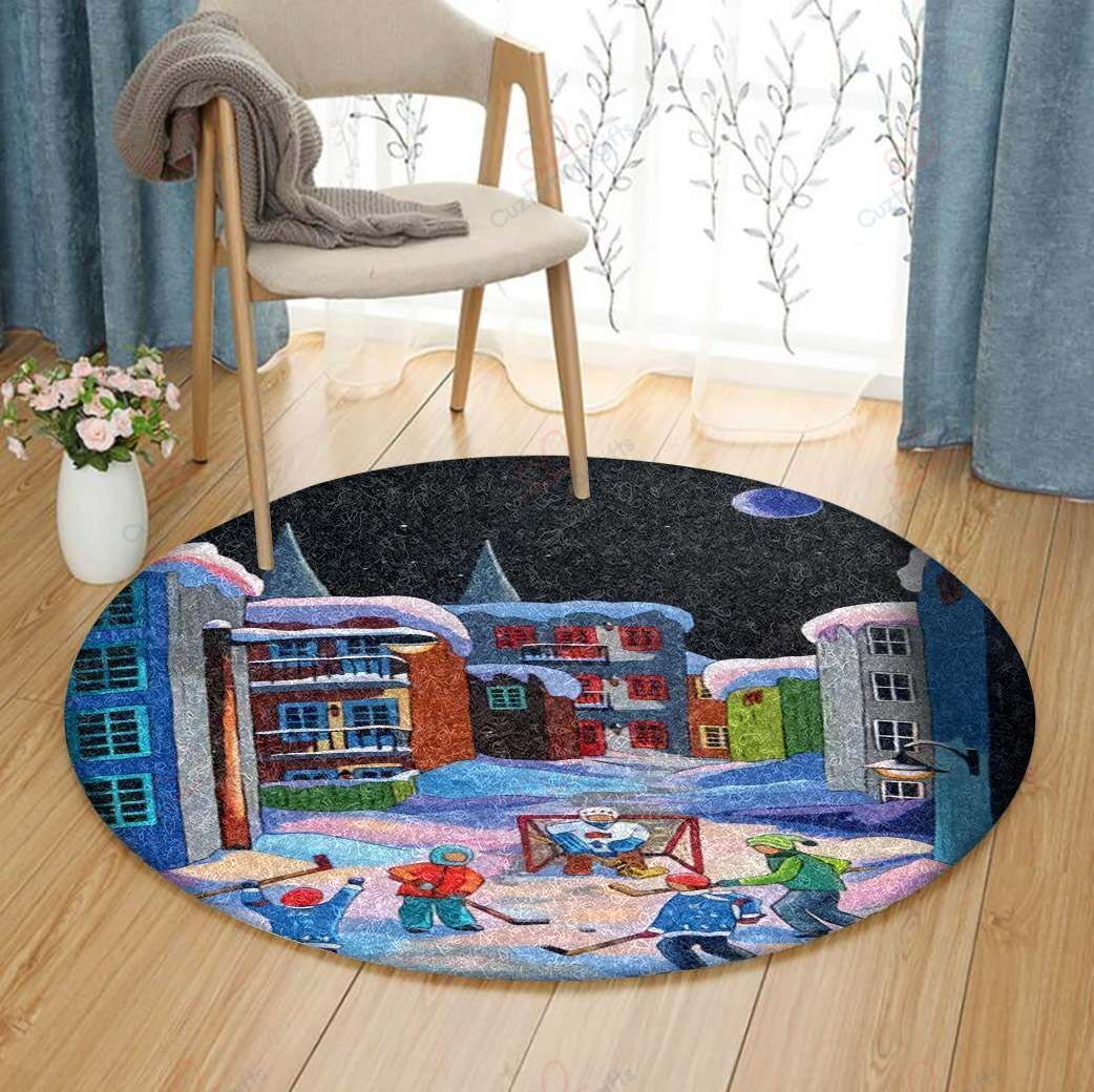 Children Hockey Round Carpet Floor Rug Living Room Bedroom Decor Round Area Rug Carpet Children Hockey Round Carpet Floor Rug Living Room Bedroom Decor Round Area Rug Carpet