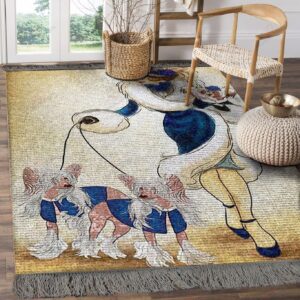 Chinese Crested Walking Lady Rug Sport Decor Gift Floor Decor Living Room Carpet Rug Area Rug - f6d7f180b2ee
