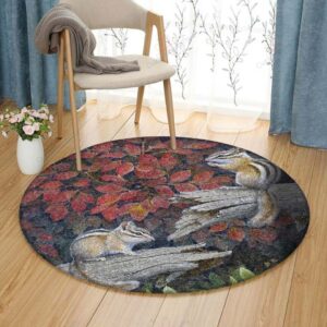 Chipmunk Round Carpet Floor Rug Living Room Bedroom Decor Round Area Rug Carpet
