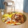 Chrismas Dog Cat Round Carpet Floor Rug Living Room Bedroom Decor Round Area Rug Carpet
