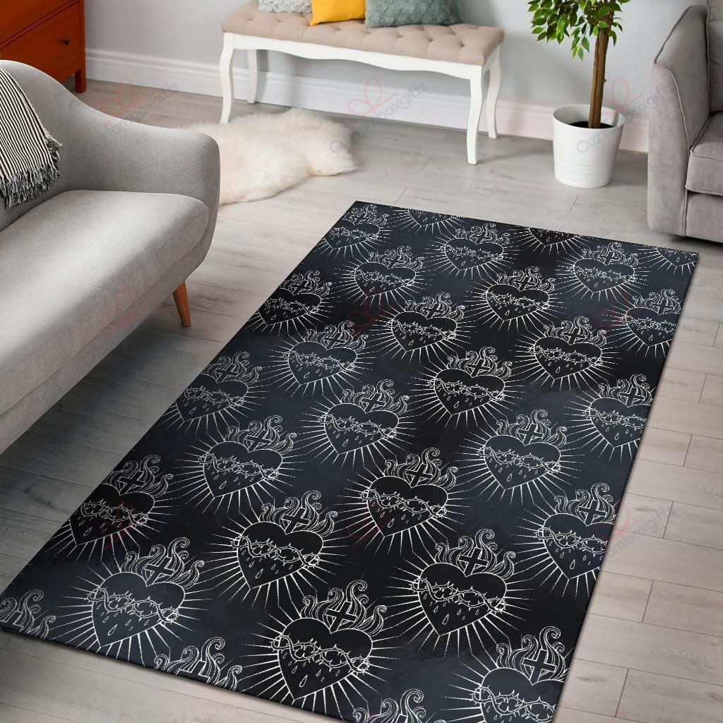 Christian Heart Tattoo Style Rug Sport Decor Gift Floor Decor Living Room Carpet Rug Area Rug - d0e60916e980 Christian Heart Tattoo Style Rug Sport Decor Gift Floor Decor Living Room Carpet Rug Area Rug - d0e60916e980