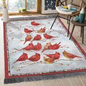 Christmas Cardinals Tree 3 Rug Sport Decor Gift Floor Decor Living Room Carpet Rug Area Rug - 5414bc6596f8