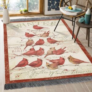 Christmas Cardinals Tree Rug Sport Decor Gift Floor Decor Living Room Carpet Rug Area Rug - b3a48f5b61e2