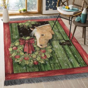 Christmas Horse 2 Rug Sport Decor Gift Floor Decor Living Room Carpet Rug Area Rug - 9b60078cd3a5