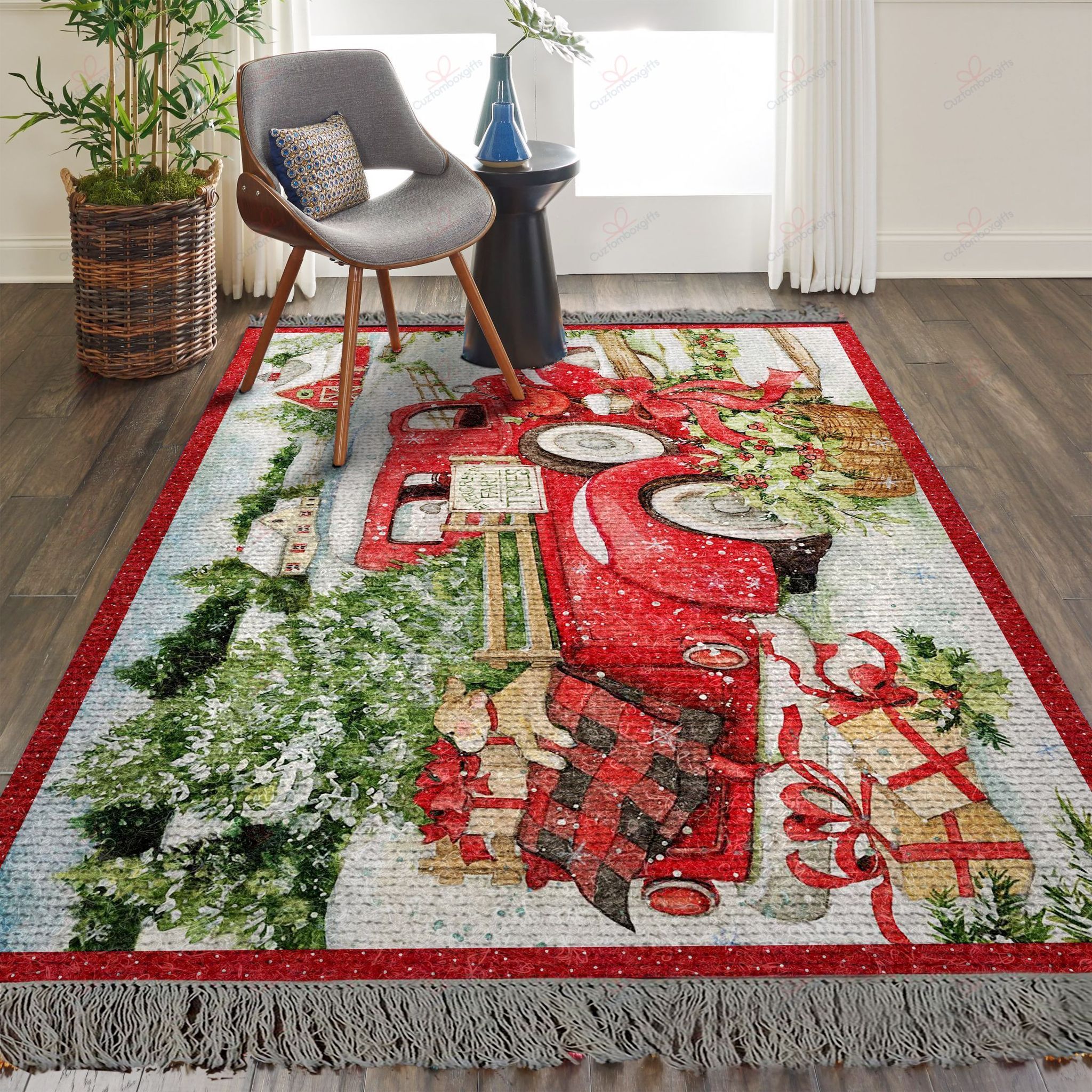 Christmas Red Truck 2 Rug Sport Decor Gift Floor Decor Living Room Carpet Rug Area Rug - c76d4492d90b Christmas Red Truck 2 Rug Sport Decor Gift Floor Decor Living Room Carpet Rug Area Rug - c76d4492d90b