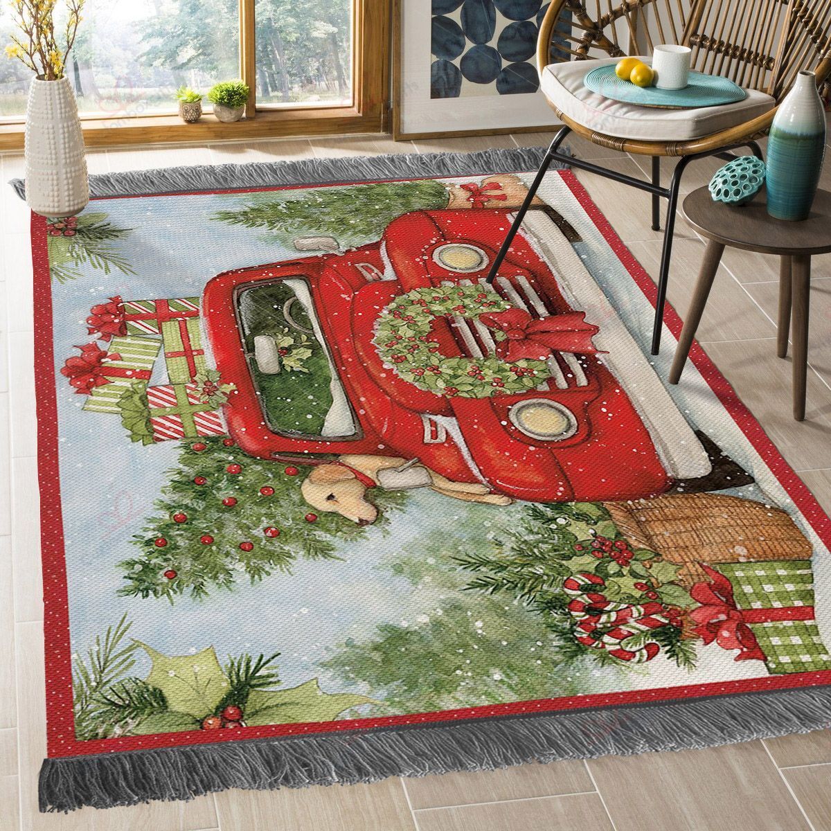 Christmas Red Truck 5 Rug Sport Decor Gift Floor Decor Living Room Carpet Rug Area Rug - e2324c75d56e Christmas Red Truck 5 Rug Sport Decor Gift Floor Decor Living Room Carpet Rug Area Rug - e2324c75d56e