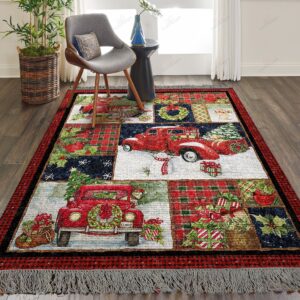 Christmas Red Truck Collage Rug Sport Decor Gift Floor Decor Living Room Carpet Rug Area Rug - 47c19b84c1ed