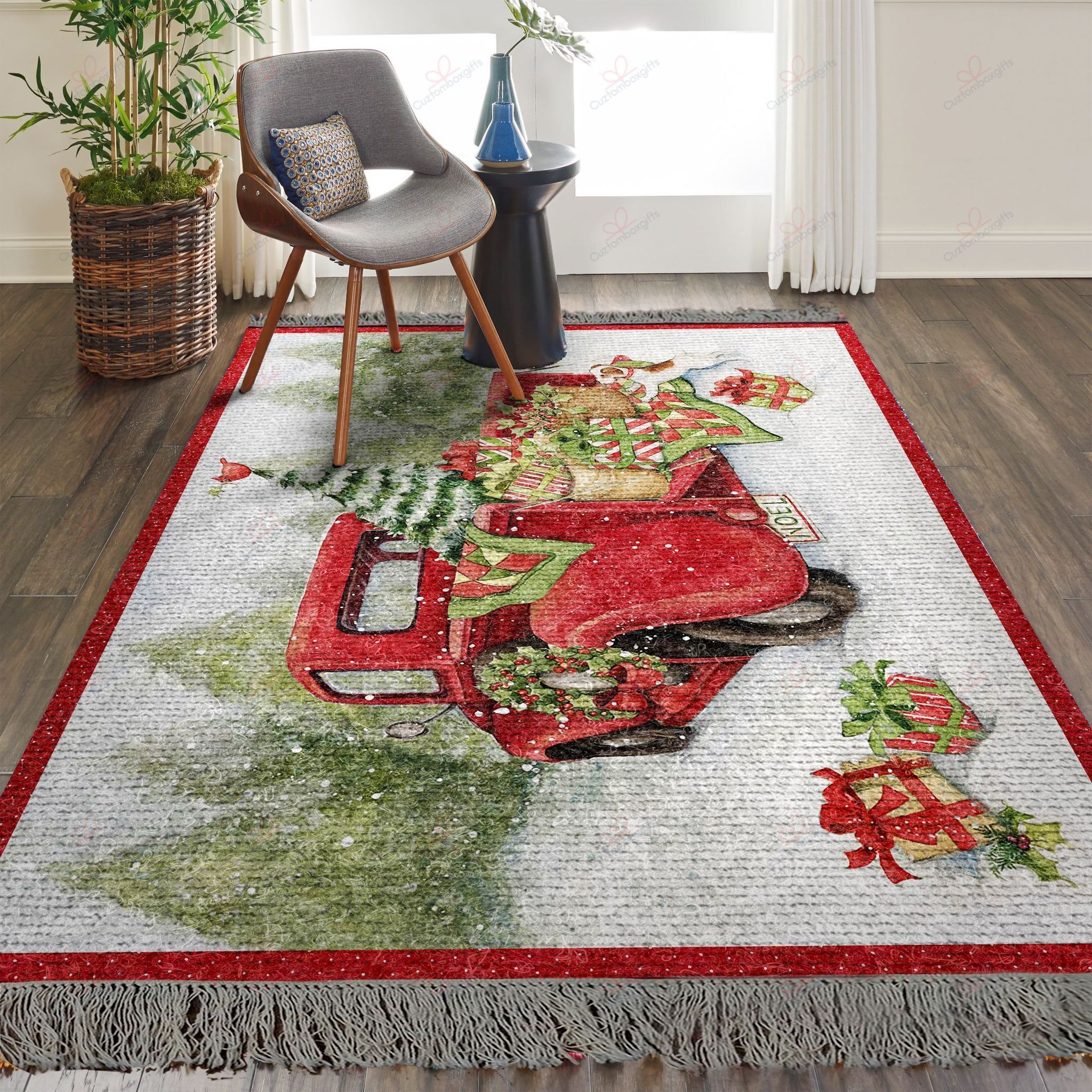 Christmas Red Truck Rug Sport Decor Gift Floor Decor Living Room Carpet Rug Area Rug - d9aae8783c53 Christmas Red Truck Rug Sport Decor Gift Floor Decor Living Room Carpet Rug Area Rug - d9aae8783c53