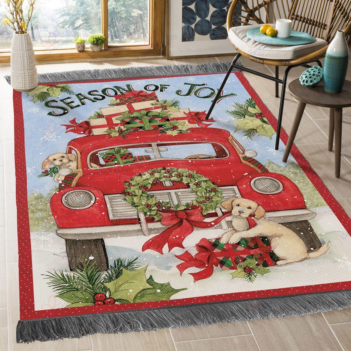 Christmas Red Truck Season Of Joy With Labrador Retriever Rug Sport Decor Gift Floor Decor Living Room Carpet Rug Area Rug - 763b97867a5d Christmas Red Truck Season Of Joy With Labrador Retriever Rug Sport Decor Gift Floor Decor Living Room Carpet Rug Area Rug - 763b97867a5d