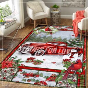 Christmas Red Truck Snowy Cardinals Rug Sport Decor Gift Floor Decor Living Room Carpet Rug Area Rug - 2a1cbd6dcd4e