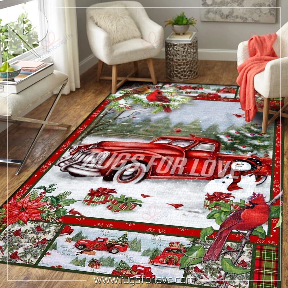 Christmas Red Truck Snowy Cardinals Rug Sport Decor Gift Floor Decor Living Room Carpet Rug Area Rug - 2a1cbd6dcd4e Christmas Red Truck Snowy Cardinals Rug Sport Decor Gift Floor Decor Living Room Carpet Rug Area Rug - 2a1cbd6dcd4e