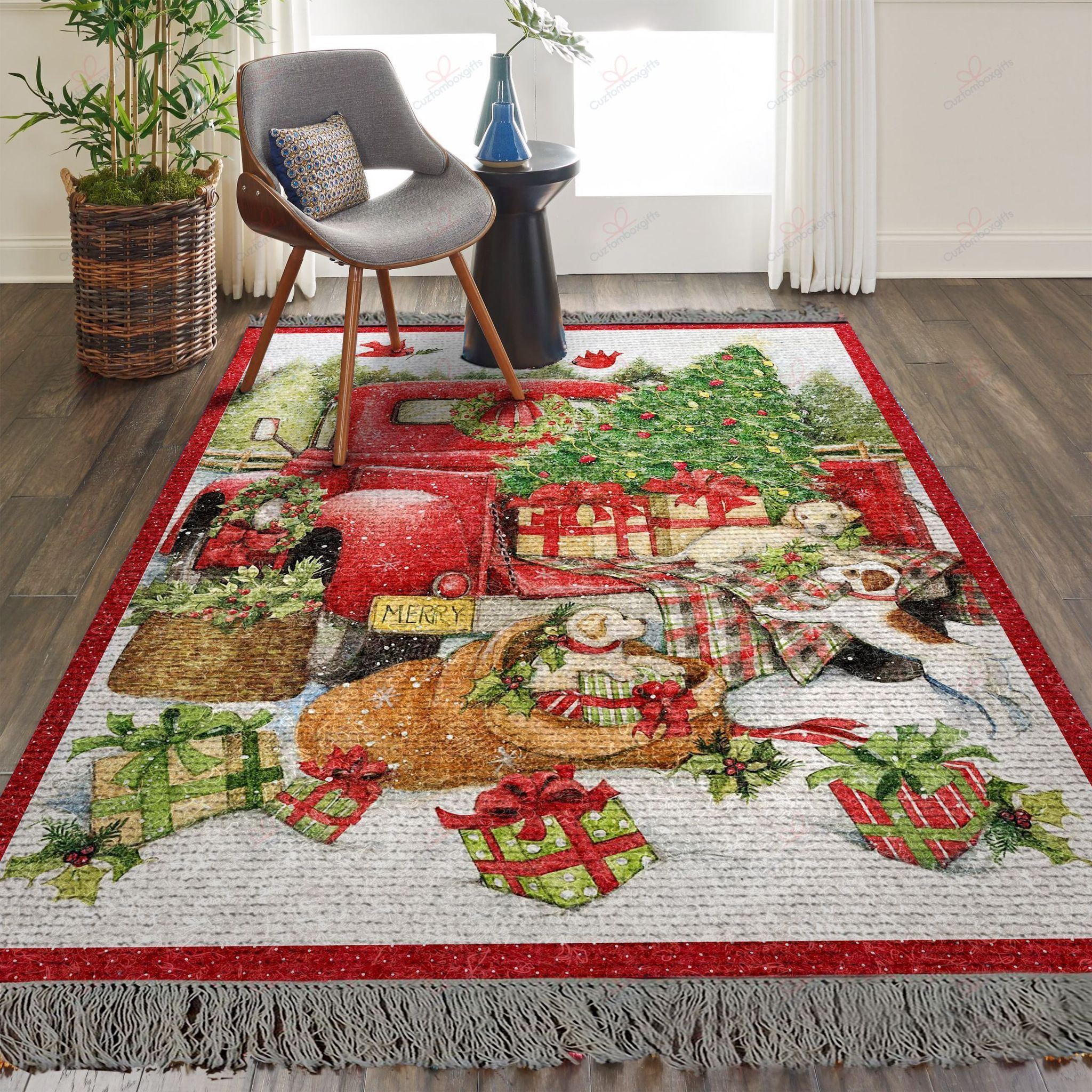 Christmas Red Truck With Puppies Rug Sport Decor Gift Floor Decor Living Room Carpet Rug Area Rug - 3d08de2c9770 Christmas Red Truck With Puppies Rug Sport Decor Gift Floor Decor Living Room Carpet Rug Area Rug - 3d08de2c9770