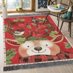 Christmas Reindeer And Cardinals Rug Sport Decor Gift Floor Decor Living Room Carpet Rug Area Rug - 366a05c411b0