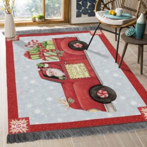 Christmas Santa Claus Red Truck Rug Sport Decor Gift Floor Decor Living Room Carpet Rug Area Rug - 7702960b4da3