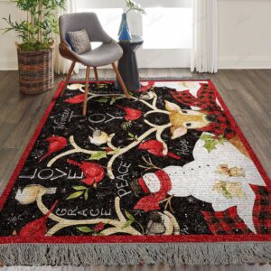 Christmas Snowman Reindeer Cardinals Rug Sport Decor Gift Floor Decor Living Room Carpet Rug Area Rug - fe1d32f5a6b6