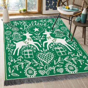 Christmas Stencil Deer 2 Rug Sport Decor Gift Floor Decor Living Room Carpet Rug Area Rug - f01c5b7cf060