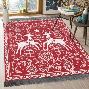 Christmas Stencil Deer Rug Sport Decor Gift Floor Decor Living Room Carpet Rug Area Rug - c0e198cd34e6