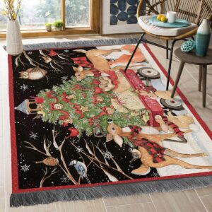 Christmas Tree With Animals Rug Sport Decor Gift Floor Decor Living Room Carpet Rug Area Rug - 53a8d3d723a9