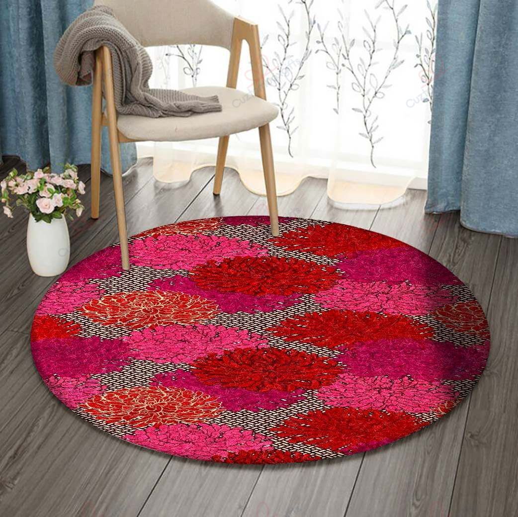 Chrysanthemum Mor Round Carpet Floor Rug Living Room Bedroom Decor Round Area Rug Carpet Chrysanthemum Mor Round Carpet Floor Rug Living Room Bedroom Decor Round Area Rug Carpet
