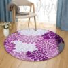 Chrysanthemum Violet Round Carpet Floor Rug Living Room Bedroom Decor Round Area Rug Carpet