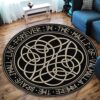 Circle Of Norse Runes Round Carpet Floor Rug Living Room Bedroom Decor Round Area Rug Carpet