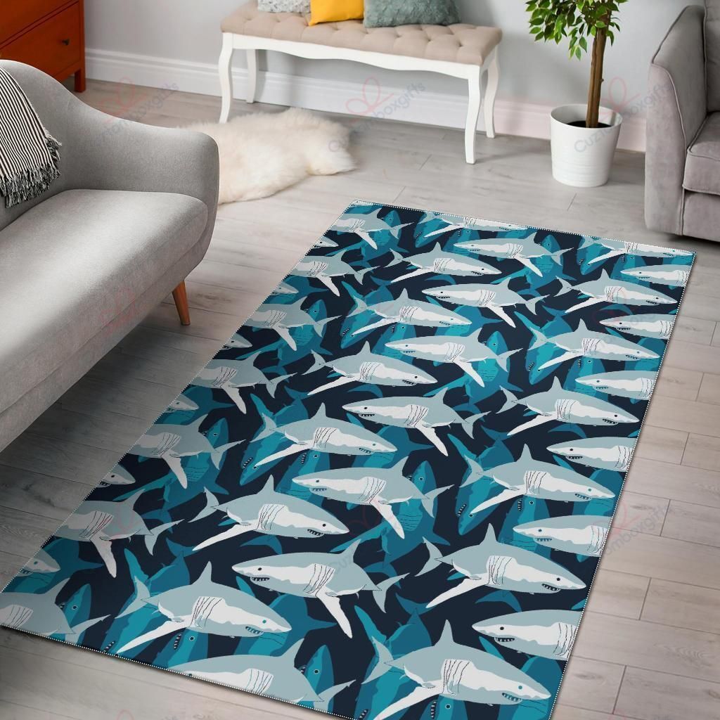 Circling Shark Pattern Rug Sport Decor Gift Floor Decor Living Room Carpet Rug Area Rug - f12a080ba7d9 Circling Shark Pattern Rug Sport Decor Gift Floor Decor Living Room Carpet Rug Area Rug - f12a080ba7d9