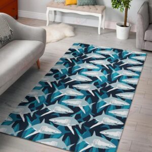 Circling Shark Pattern Rug Sport Decor Gift Floor Decor Living Room Carpet Rug Area Rug - 36d3a2a2661b