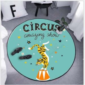Circus Tiger Round Carpet Floor Rug Living Room Bedroom Decor Round Area Rug Carpet