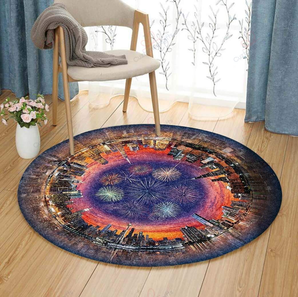 City And Fireworks Round Carpet Floor Rug Living Room Bedroom Decor Round Area Rug Carpet City And Fireworks Round Carpet Floor Rug Living Room Bedroom Decor Round Area Rug Carpet