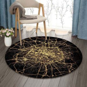 City Light Map Round Carpet Floor Rug Living Room Bedroom Decor Round Area Rug Carpet