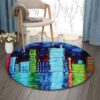 City Near Beach Round Carpet Floor Rug Living Room Bedroom Decor Round Area Rug Carpet