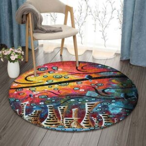 City Snow Round Carpet Floor Rug Living Room Bedroom Decor Round Area Rug Carpet
