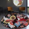 Classical Butterfly Pattern Round Carpet Floor Rug Living Room Bedroom Decor Round Area Rug Carpet