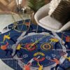 Clock And Man Round Carpet Floor Rug Living Room Bedroom Decor Round Area Rug Carpet