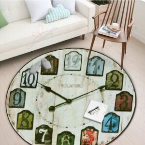Clock Round Carpet Floor Rug Living Room Bedroom Decor Round Area Rug Carpet