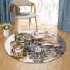 Clouded Leopard Round Carpet Floor Rug Living Room Bedroom Decor Round Area Rug Carpet