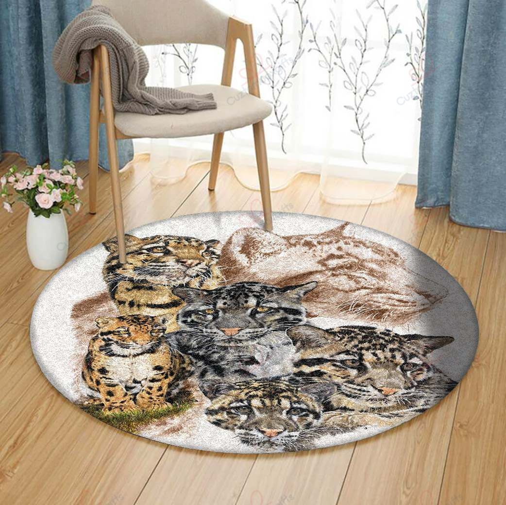 Clouded Leopard Round Carpet Floor Rug Living Room Bedroom Decor Round Area Rug Carpet Clouded Leopard Round Carpet Floor Rug Living Room Bedroom Decor Round Area Rug Carpet