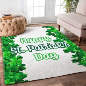 Clover Border Happy St Patricks Day Rug Sport Decor Gift Floor Decor Living Room Carpet Rug Area Rug - 87fbe3ebbb6c