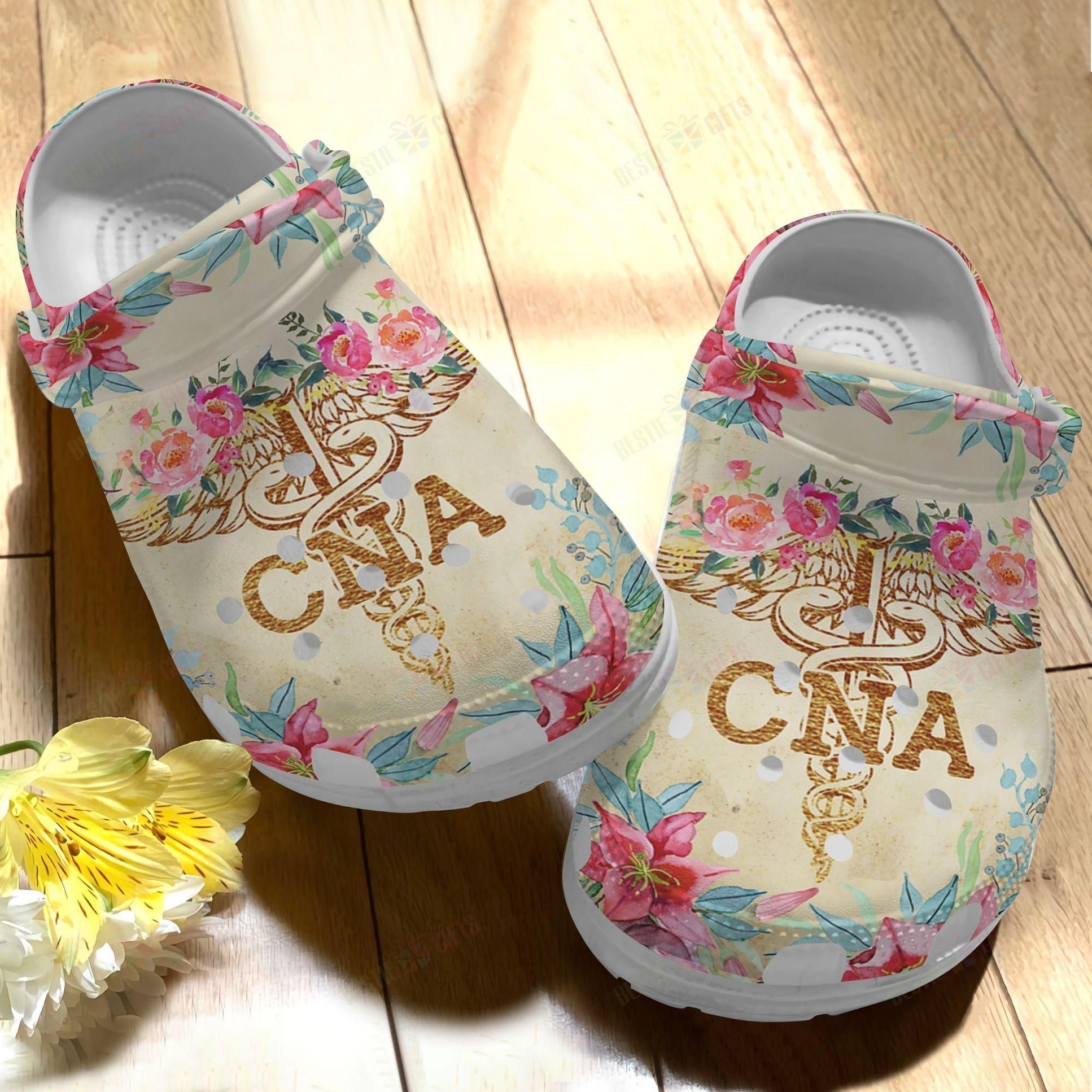Cna Crocs Clog Classic Clog Whitesole Floral Cna Shoes Cna Crocs Clog Classic Clog Whitesole Floral Cna Shoes