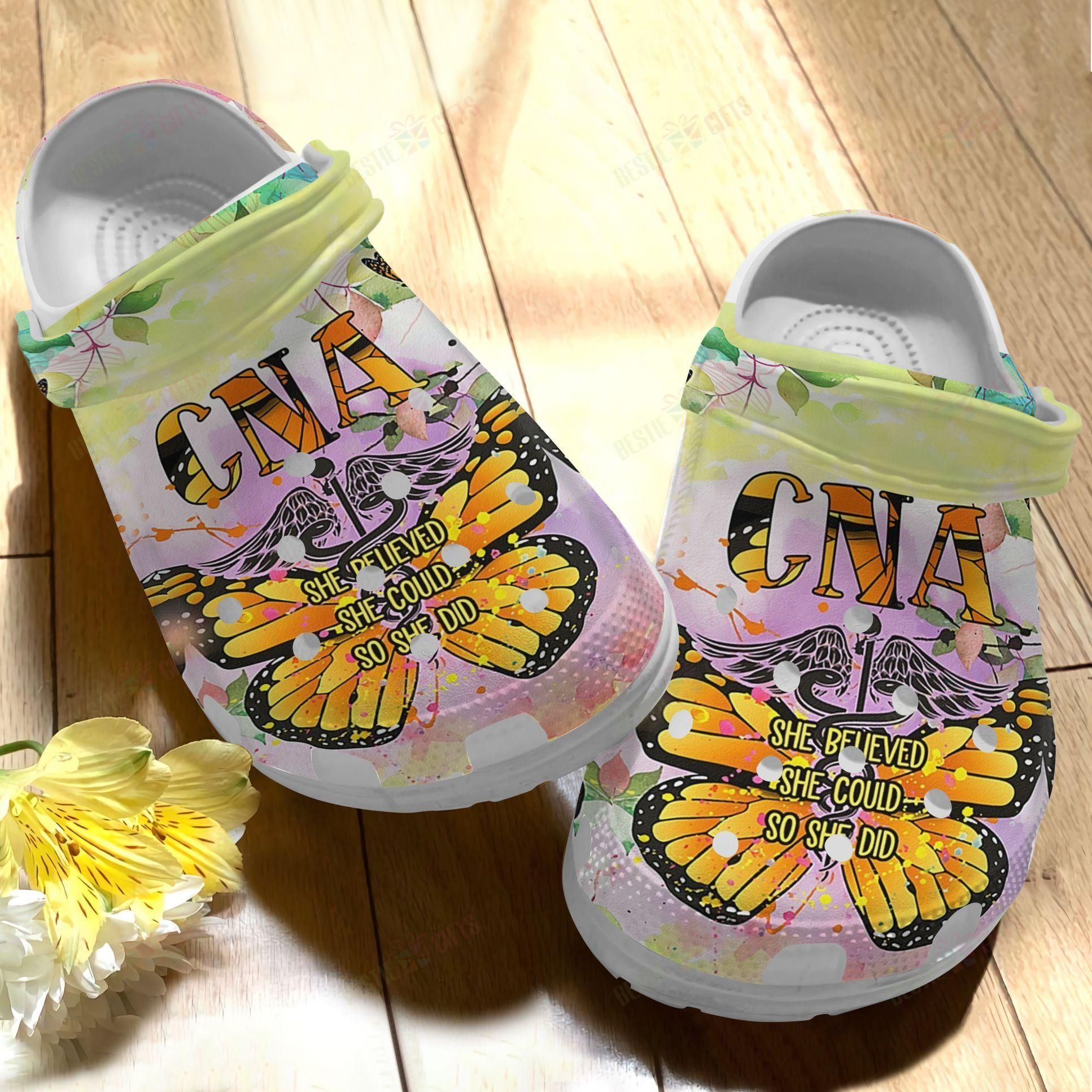 Cna Crocs Clog Classic Clog Whitesole She Believe She Could Shoes Cna Crocs Clog Classic Clog Whitesole She Believe She Could Shoes