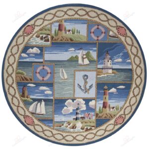 Coastal Lighthouse Round Carpet Floor Rug Living Room Bedroom Decor Round Area Rug Carpet