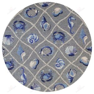 Coastal Living Round Carpet Floor Rug Living Room Bedroom Decor Round Area Rug Carpet