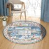 Coastal View Round Carpet Floor Rug Living Room Bedroom Decor Round Area Rug Carpet