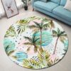 Coconut Tree Round Carpet Floor Rug Living Room Bedroom Decor Round Area Rug Carpet